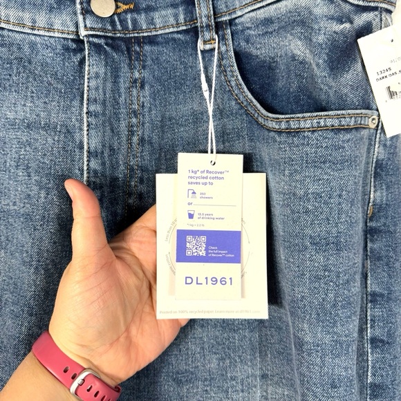 DL1961 Emilie Straight Ultra High Rise Vintage 31" Jeans, Dark Oasis, Size 30 - Picture 7 of 15